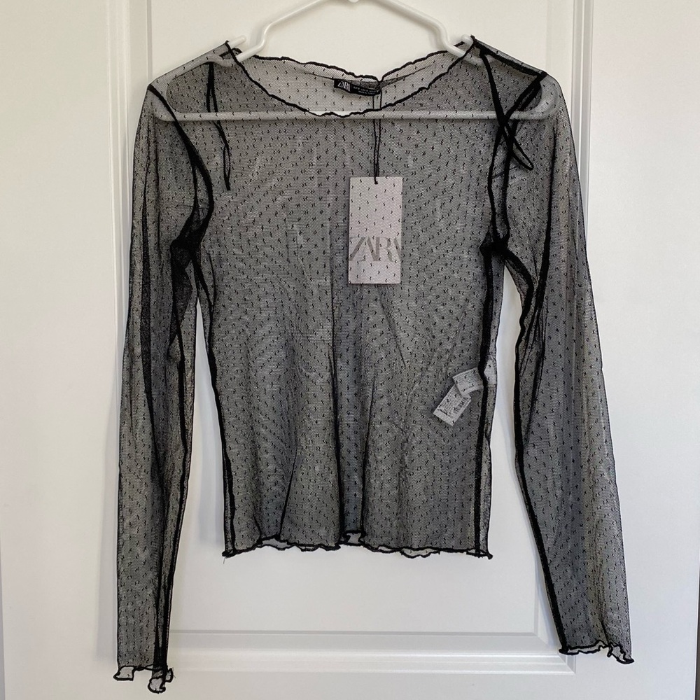 Zara black mesh top